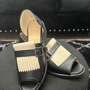 Elegant Black and Cream Women's Sandals